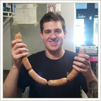 Hand stuffed sausage